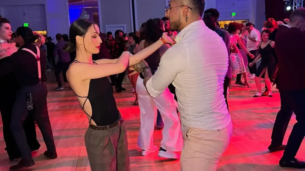 Salsa dancers enjoying social dancing at a salsa party